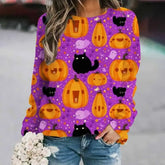 Halloween print round neck sweatshirt